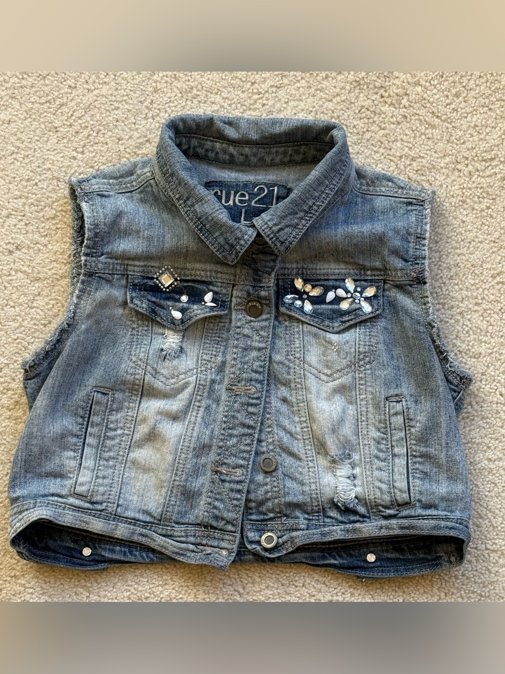 Rue21 Light Blue Cropped Denim Vest